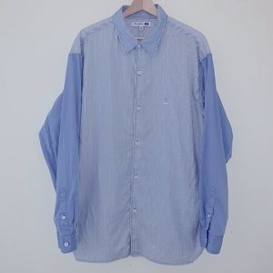 J.W. Anderson x Uniqlo Blue Patchwork Stripe Shirt Mens XL Oversized Trendy Fit